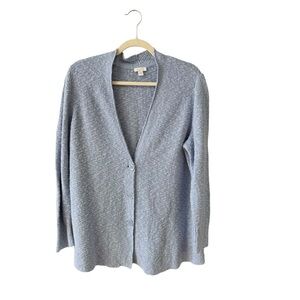 J. Jill Nubby Knit Button‎ Up Cardigan Sweater Size XL Sky Blue Grandpa Cottage